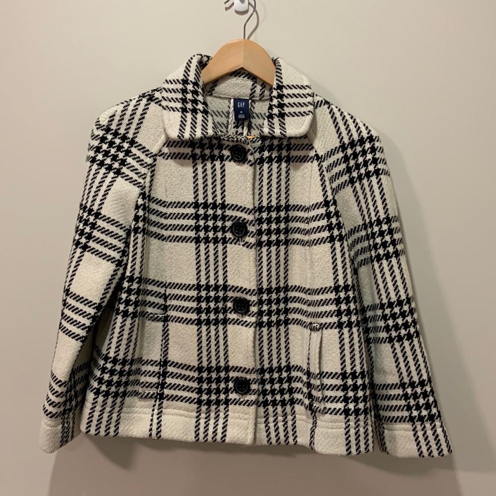 Ivory & Black pea coat - women’s M - Gap